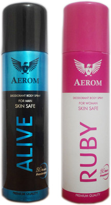 

Aerom Alive and Ruby Deodorant Deodorant Spray - For Men & Women(300 ml, Pack of 2)