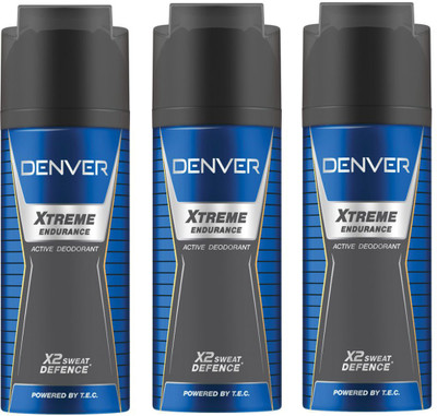 

Denver XTREME ENDURANCE ACTIVE DEODORANT 150 ML Deodorant Spray - For Men & Women(150 ml, Pack of 3)