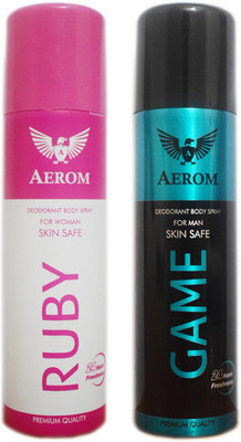 

Aerom Ruby and Game Deodorant Deodorant Spray - For Men & Women(300 ml, Pack of 2)