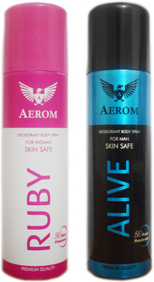 

Aerom Ruby and Alive Deodorant Deodorant Spray - For Men & Women(300 ml, Pack of 2)
