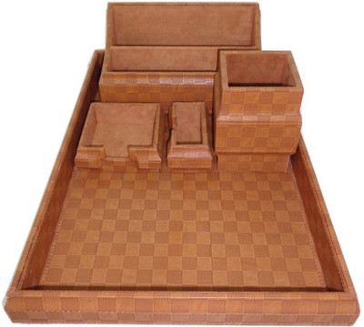 

Deco Dreamz 4 Compartments Leatherette Desk Set(Tan, Brown)