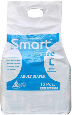 

Smart Care Super Absorbent, Leg gathers, Wetness indicator, Fastening tapes and ultra top layer Adult Diaper 10 large pcs(Pack of 3) Adult Diapers - L(30 Pieces)
