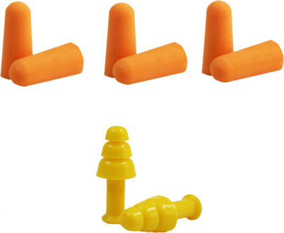 

Simon's Studywell 3 pair Foam + 1 pair Silicone earplug | COMBO PACK (Carry case included) Ear Plug(Yellow, Orange)