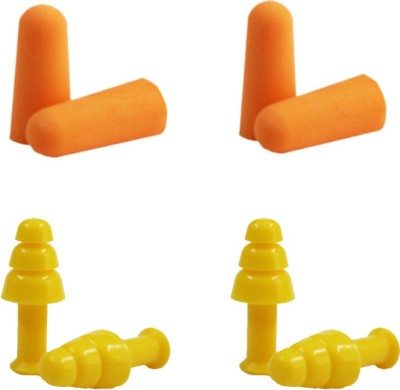 

Simon's Meditation 2 Pair Foam + 2 Pair Silicone earplug | COMBO PACK Ear Plug(Yellow, Orange)