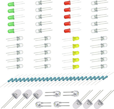 

Kit4Curious Pack of 50 LEDs (5mm, 8mm, 10mm) different color LEDs + 25 Resistance Educational Electronic Hobby Kit