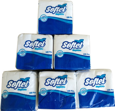 

Softel Plain Table Top Napkins Box - 100 Serviettes Per Box - Pack Of 6 Boxes(Pack of 600)