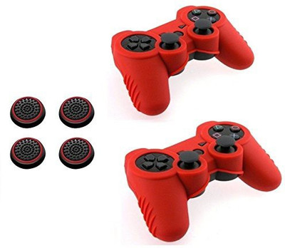 

Microware [2 Pcs] PS3 Controller Silicon Sleeve Protector (Red) + [2 Pair / 4 Pcs] Silicone Analog Thumb Grip Stick Cover (Black/Red) Gaming Accessory Kit(Red, Red & Black, For PS3)