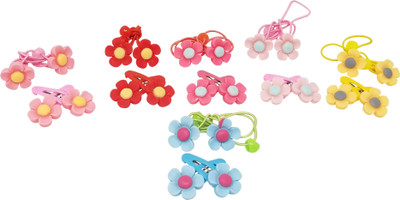 

Evolution Cute & Funky Lotus With Rubberbands Multicolored Kids Snap Hair Clips, Small, For Kids / Girls Rubber Band, Tic Tac Clip(Multicolor)