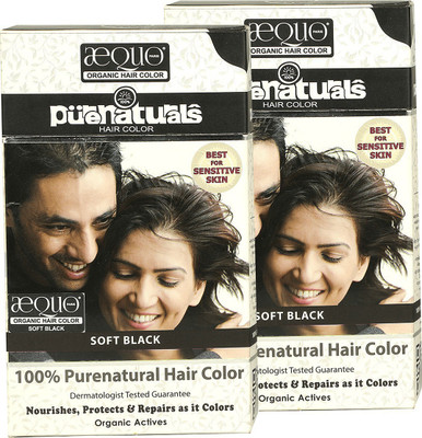 

AEQUO ORGANIC 100% PURENATURALS SOFT BLACK POWDER HAIR COLOR- 120GM(PACK OF 2) Hair Color(Soft Black)