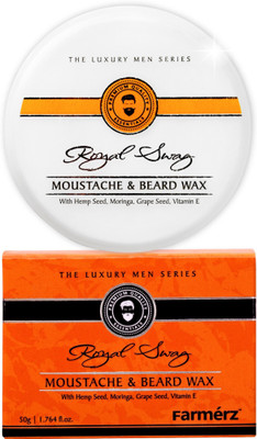 

Farmerz Moustache and Beard Wax | 100% Natural and Safe Beard Styling | Thick and Strong Hair Growth | The Royal Swag Series (50g) Wax(50 g)