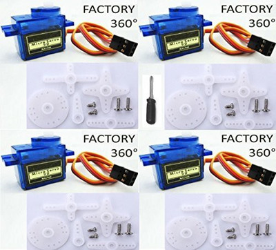 

Generic OLIMEX 4 Pack Tp Sg90R Continuous Rotation 360 Degree 1. 3Kg. Cm Micro Servo with Screwdriver, Horn Sets(Multicolor)