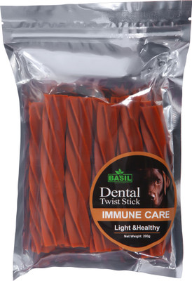 

Basil Dental Twist Stick For Immune Care Vegetable Dog Treat(200 g, Pack of 2)