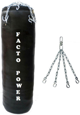 

FACTO POWER 6.5 Feet Long, PU Material, Black Color, Unfilled with Hanging Chain Banana Bag(6.5, 78 kg)