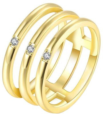 

Chemistry Tri-Stack Alloy, Crystal Cubic Zirconia Gold-plated Plated Ring