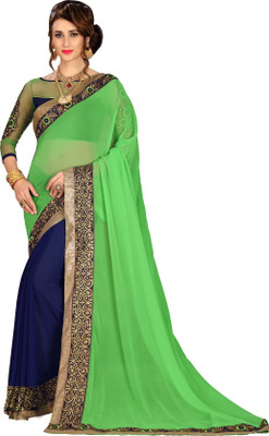 FabTag - Aashvi Creation Embroidered, Solid, Self Design Bollywood Georgette Saree(Multicolor) Flipkart