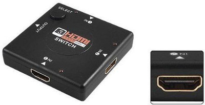 

Alexvyan Original 3 Port High Speed HDMI Switch HUB Supports 1080p 3D up to 2,5Gbps 3 Port HDMI Switcher, 3 Input 1 Output HDMI Switcher Supports 4K, Full HD1080p, 3D,For HDTV,PC,Projector,PS3,Xbox,STB,Blu-ray DVD Players,4k TV Media Streaming Device(Blac