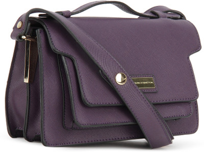 

United Colors of Benetton Women Casual Beige, Purple PU Hand-held Bag