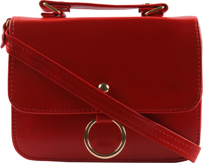Kojar Women Casual Red Leatherette Sling Bag