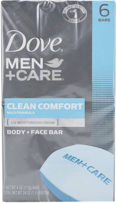 

Dove Men+Care Body and Face Bar, Clean Comfort Mild Formul (Pack of 6 x 4oz) - 678g (24oz)(678 g, Pack of 6)