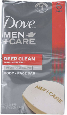 

Dove Men+Care Body and Face Bar, Deep Clean Purifying Grains (Pack of 6 x 4oz) - 678g (24oz)(678 g, Pack of 6)