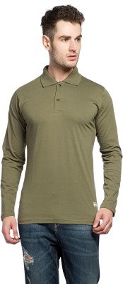 Alan Jones Solid Men Polo Neck Green T-Shirt