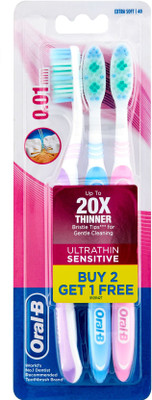 

Oral-B Ultrathin Sensitive Extra Soft Toothbrush(Pack of 3)