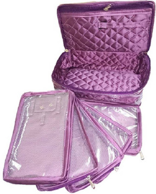 

FUNKROO Pack of 1 Necklace pouch bridal organizer jewellry srorage jewellery and Cosmatic pouch Vanity Box(Purple)