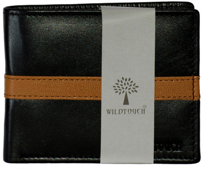 

WildTouch Men Black, Tan Genuine Leather Wallet(7 Card Slots)