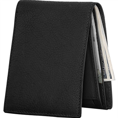 

POLLSTAR Men Black Genuine Leather Wallet(7 Card Slots)