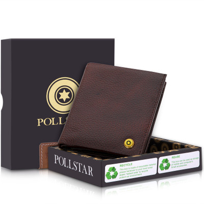 

POLLSTAR Men Brown Genuine Leather Wallet(9 Card Slots)
