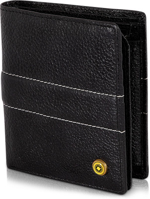 

POLLSTAR Men Black Genuine Leather Wallet(10 Card Slots)