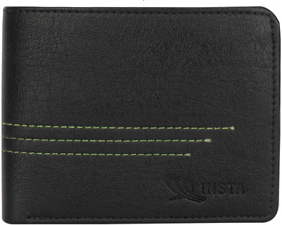 

INSTA SERVICE Men Black Artificial Leather Wallet(6 Card Slots)