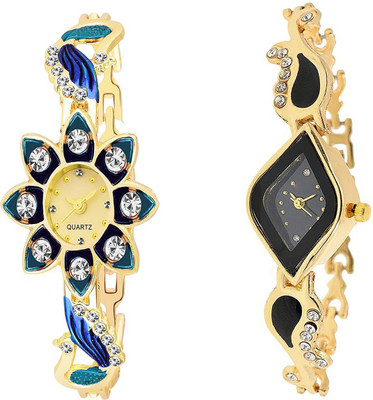 

ReniSales New Stylish Golden Platted Bracelet Watch combo for Girl And Women 5452 Watch - For Women