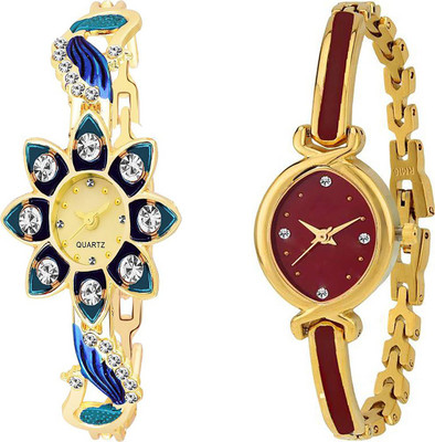 

ReniSales New Stylish Golden Platted Bracelet Watch combo for Girl And Women 5447 Watch - For Women