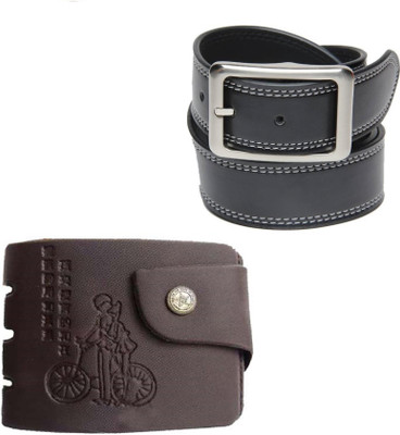 

Peacock Mundkar Wallet, Belt Combo(Black)
