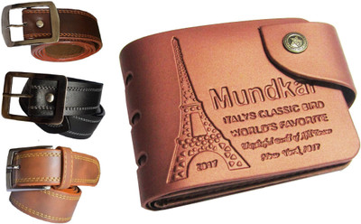 

Peacock Mundkar Wallet, Belt Combo(Tan, Black, Brown)