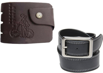 Peacock Mundkar Wallet, Belt Combo(Black)