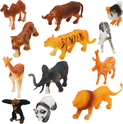 Apurbas JUNGLE SAFARI 4 INCH ANIMAL SET OF 12(Multicolor)
