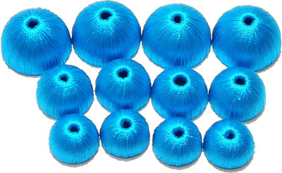 

GOELX Silk thread jhumka base wrapped ready to use for designer jumka making- 3 size combo turquoise blue