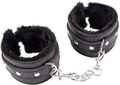 

Skywalk Leather Bondage Restraints Fuzzy Wrist Cuffs Soft Handcuffs (Black)
