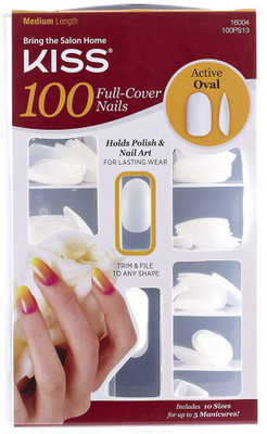 

Kiss Products 100 Full Cover Nails, Active Oval, 0.24 Pound White(Pack of 100)