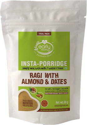 

Early Foods (Trial Pack) Instant Ragi, Almond & Date Porridge Mix 50g Cereal(50 g, 24+ Months)