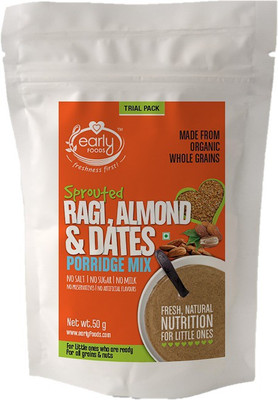 

Early Foods (Trial Pack) Organic Sprouted Ragi, Almond & Date Porridge Mix 50g Cereal(50 g, 24+ Months)