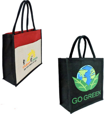 

EWB Clean India & Go Green Printed Jute Bags Multipurpose Bag(Black, White, Red, 5 L)