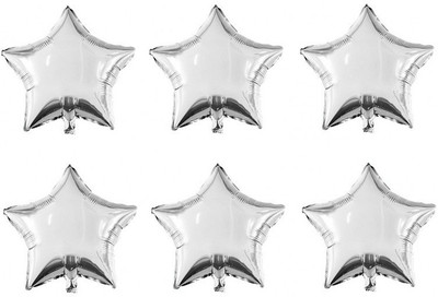 

Theme My Party Solid 18" Star Balloons Party Decoration Aluminum Foil Balloon,Silver, 6 Pieces Balloon(Silver, Pack of 6)