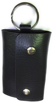 

Aura Faux Leather Big Pouch Locking Key Chain(Black)