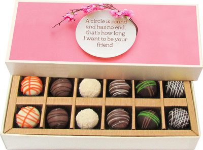 

Chocholik A Circle Is Round and Has No End - Dark, Milk, White Chocolate Truffles - 12pc Truffles(180 g)