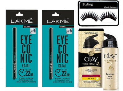 

Styling Eyelashes,eyeconic kajal pack of 2 & 7 in one day Cream 50 gm(Set of 4)