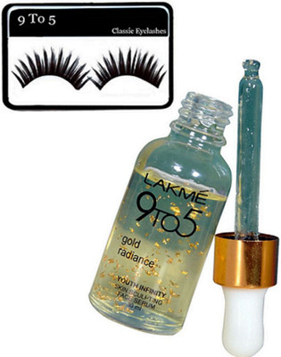 

9 to 5 eyelashes , lakme Gold Radiance Youth Infinity Skin Sculpting Face Serum(Set of 2)