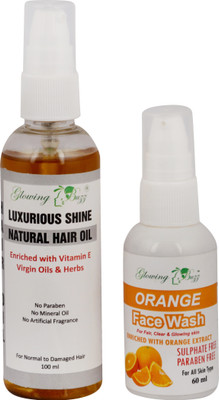 

Glowing Buzz Combo of Orange Sulphate Free Face Wash and Luxurious Shine Natural hair Oil(Set of 1)